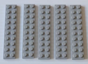 LEGO® Used Light Bluish Gray Plate 2 x 10 MOC parts - 5 pcs - Picture 1 of 10