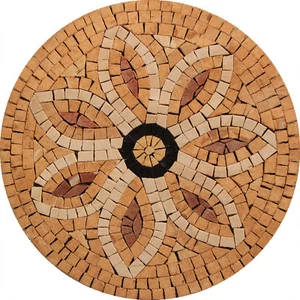 Beautiful Flower Wall 12" Decor Round Floral Art Marble Mosaic - Picture 1 of 1