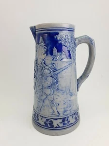 Antique German Ceramic Pitcher Medieval Scene - Picture 1 of 10