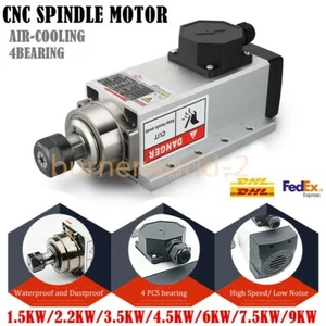 CNC Spindle Motor Air-cooled 4 Bearing w/ Flange 4.5KW ER32 Woodworking 380V - Picture 1 of 11