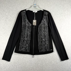 Blusa para mujer Deca Paris talla T2 8 EE. UU. negra y gris manga larga nueva con etiquetas - Imagen 1 de 14