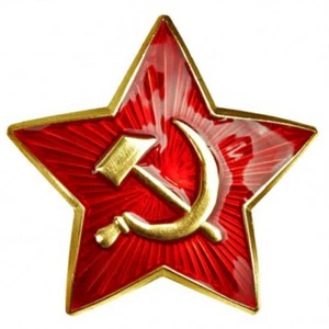 UdSSR sowjetische Armee ROTER STERN Mütze Kappe / Abzeichen / Kakade / Emaille Pin Hammer & Sichel - Bild 1 von 2