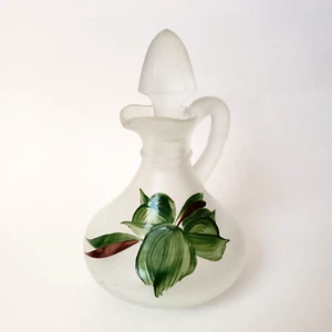 Hazel Atlas Gay Fad Ivy Leaf Hand Painted Frosted Glass Cruet Replacement - Bild 1 von 6