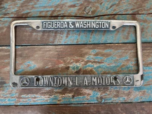 VINTAGE MERCEDES BENZ DEALERSHIP METAL LICENSE FRAME LOS ANGELES CA DOWNTOWN SL - Picture 1 of 2