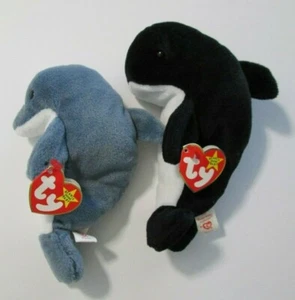 2 RARO TY BEANIE BABY "WAVES THE WALLENA & ERROR DOLPHIN", #4080 12-8-96 W ERRORES - Imagen 1 de 11