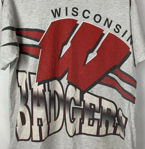 Vintage Wisconsin Badgers T Shirt Single Stitch Tee Mens Large NCAA USA 90s Cover