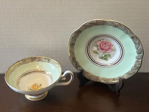 Taza de té y platillo Crownford Fine Bone China amarillo rosa floral Inglaterra - Imagen 1 de 10