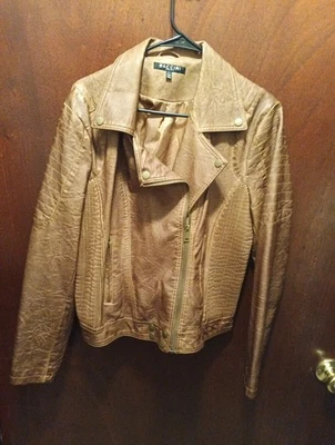 Baccini Women's Faux Leather Jacket Size Large Milk Chocolate Brown Full Zip - Image 1 of 4