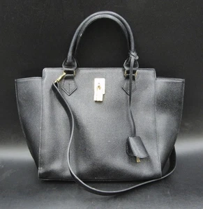 Samantha Thavasa Black Faux Leather Structured Satchel Handbag With Padlock Bag - Picture 1 of 10