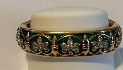 Swarovski Esmalte Verde y Tono Dorado con Motivos Cz Fleur Di Lis (#2016) Foto 1 de 4