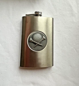 Hip Flask Golf Motif 3" x 6" Stainless Steel 8 oz - Picture 1 of 5