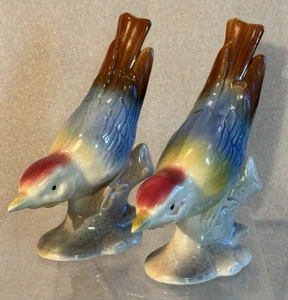 2 Vintage Royal Copley 6" Multi-Colored Song Birds MCM Art Deco 1940-60's - Picture 1 of 9
