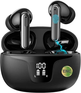 Wireless Earbuds Bluetooth 5.3 Headphones with 4 Noise Cancelling Mics, ANC ENC, - Picture 1 of 8