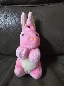 Vintage Mighty Star Pastel Pink Bunny Rabbit Rare Standing Plush Toy CLEAN - Picture 1 of 9
