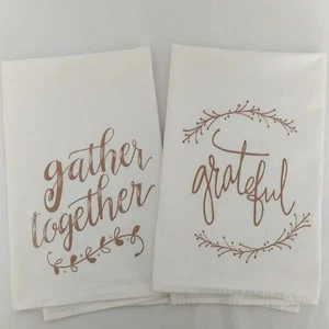 Thanksgiving Holiday Cotton Table Decor Towels Home Hobby Lobby Grateful Gather - Picture 1 of 7