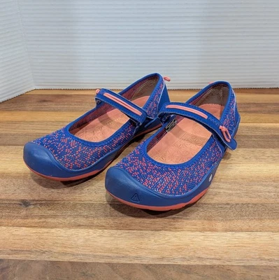 Keen Big Kids Girls 3 Moxie Mary Jane Flats Hook Loop Royal Blue/Fusion Coral - Image 1 of 4