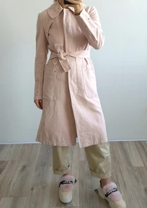 MAX&CO MAX MARA LINEN BLEND MIDI COAT JACKET XS FR 34 D 32 US0 UK4 BELT UNLINED - Picture 1 of 15