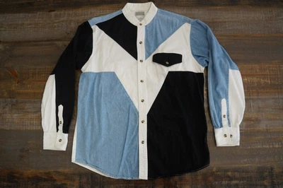 Camisa Western Express Rider Vintage Para Hombre Cuello Banda M Manga Larga 100% Algodón Foto 1 de 4