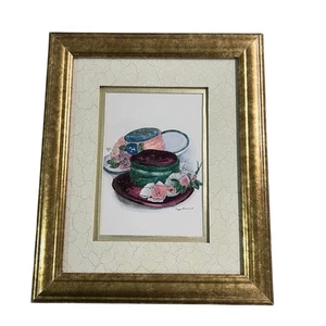 PEGGY ABRAMS Signed Gold Framed 9.5x 11 Hat Design Print - Picture 1 of 7