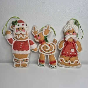 Vtg Bucilla Handmade Needlecraft Felt Christmas Ornament Santa Rudolph Sequin - Picture 1 of 6