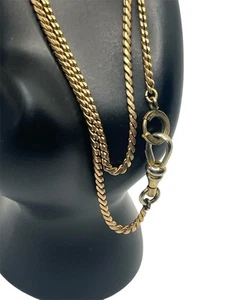 Victorian antique Albert dog clip clasp gold tone watch chain necklace - Picture 1 of 14