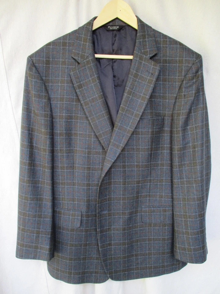 Joseph Bank Azul Marrón Cuadros Invierno Lana Blazer Abrigo Deportivo Chaqueta 46R Foto 1 de 4