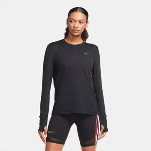 $60 Nike Womens Running Crew Dri-FIT Black Long Sleeve New Design CU3277-010 XXL - Picture 1 of 20