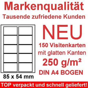 Visitenkarten 250g/m² Papier 150 gestanzte Karten auf DIN A4 zum selber drucken