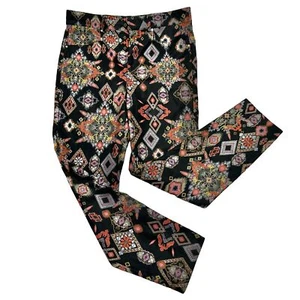 Zara Womens Size M Slim Straight Leg Southwestern Ethnic Printed Cropped Pants - Picture 1 of 13