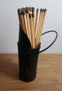 Grande fiammiferi e supporto cappa carbone navetta metallo fiammiferi lunghi focolare focolare - Foto 1 di 8