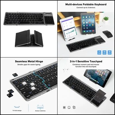 Teclado plegable con panel táctil inalámbrico 2.4G recargable para ios y android - Imagen 1 de 2