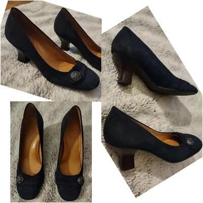 Naya Women's "Daria" Square Toe Kitten Heels Suede Leather Pump Shoes Navy Sz 6N - Image 1 of 4