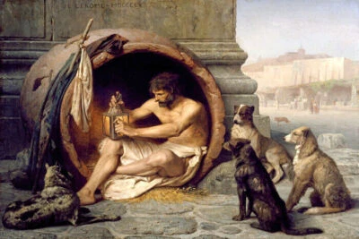 PINTURA DIOGENES FILÓSOFO GRIEGO QUE VIVIÓ EN UNA OLLA 1860 DE GEROME REPRO  Foto 1 de 3