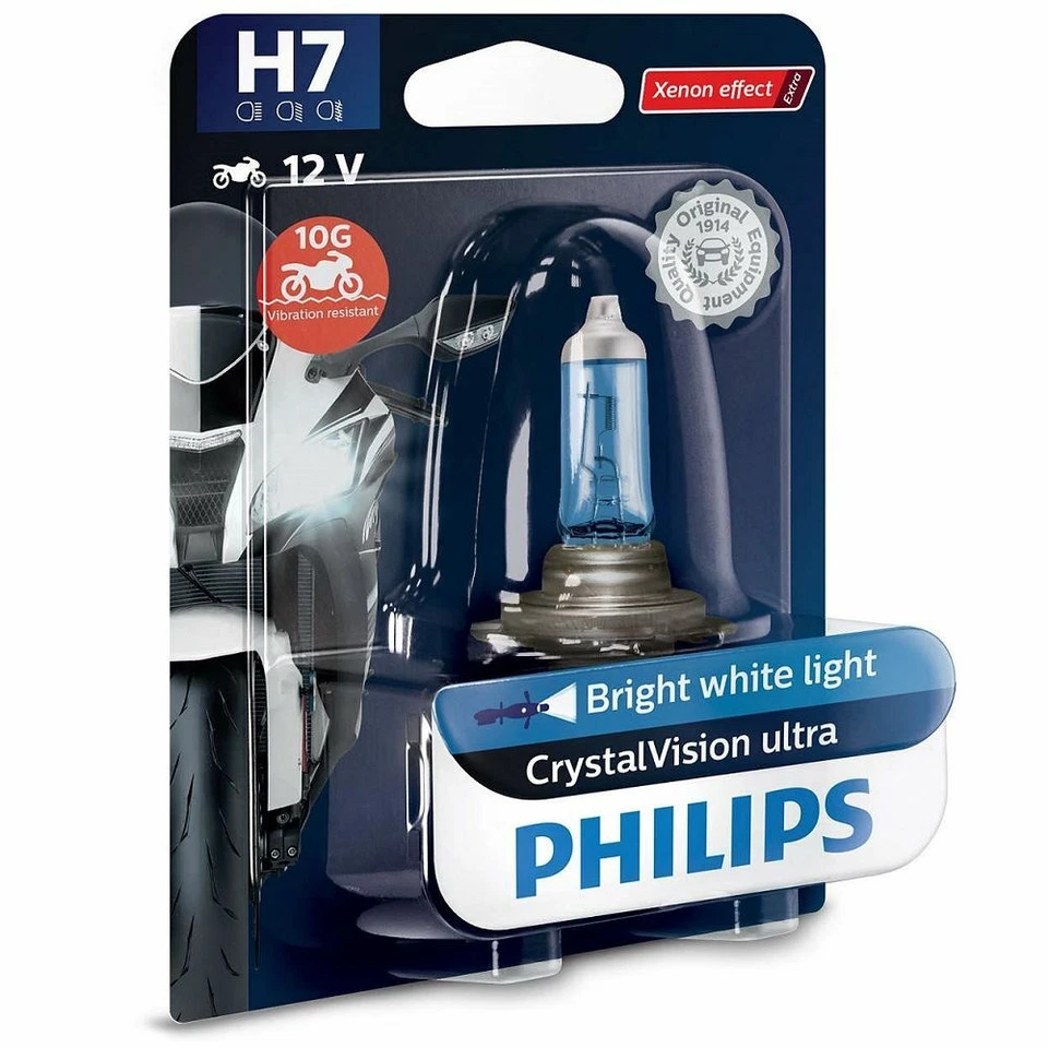 H7 Lampadine Alogena PHILIPS Faro CrystalVision Moto 12972CVUBW Single - Immagine 1 di 1