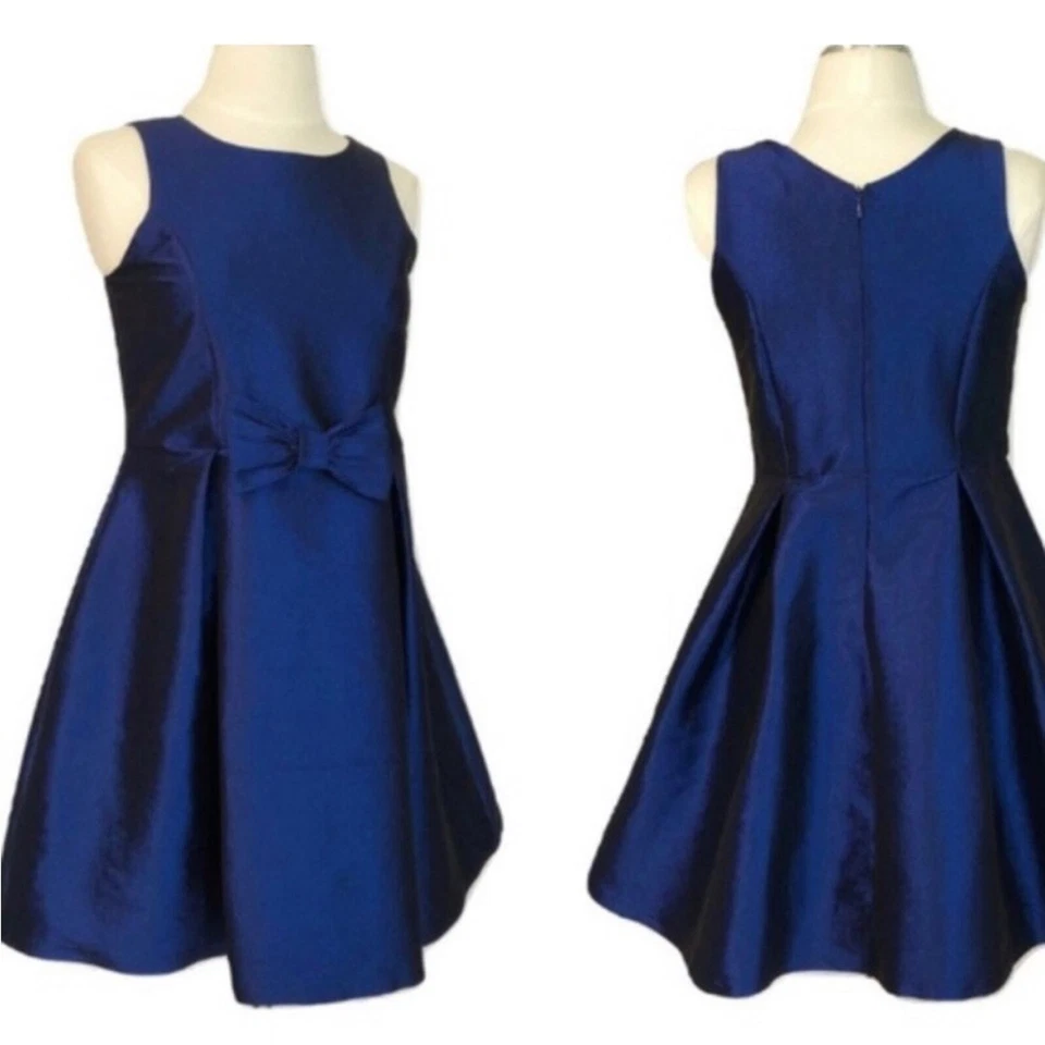 Vestido SOPRANO A-Line Lazo Sin Mangas Formal Azul Metálico Niña’s Talla 14 Foto 1 de 4