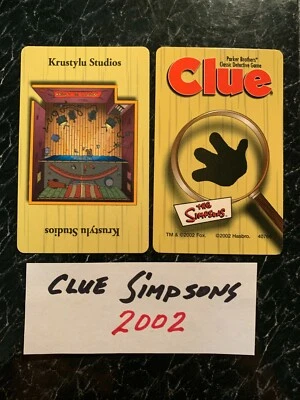Clue Simpsons  THE KRUSTYLU STUDIOS LOCATION CARD Game Replacement Piece 2002 - Image 1 of 3