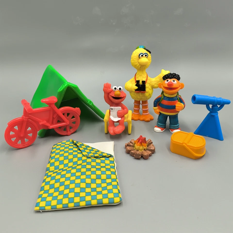 Sesame Street Camping Playset Figures Lot by Tyco 1995 Elmo Ernie Big Bird - Image 1 of 4