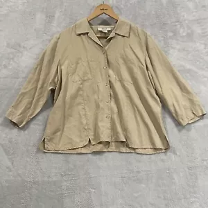 NEXX Vintage Damen XL Langarm Hemd mit Knöpfen Beige Seide - Bild 1 von 6