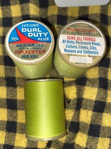 3 Lot J&P Coats Ocivette Green # 164 Dual Duty Sews All Fabrics Thread 300 Yd Ea - Picture 1 of 5