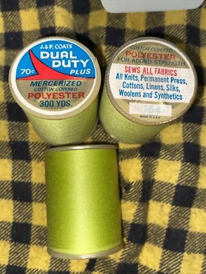 3 Lot J&P Coats Ocivette Green # 164 Dual Duty Sews All Fabrics Thread 300 Yd Ea - Image 1 of 4
