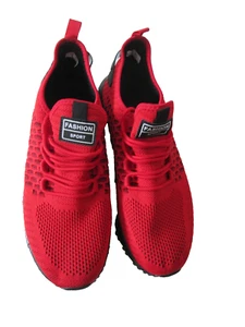 Herren Sneaker mit atmungsaktivem Mesh Größe 45 Farbe rot geometrisches Design - Bild 1 von 9