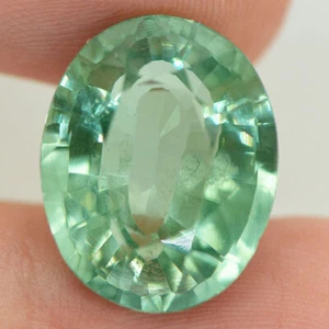 Green Spinel Gemstone Oval Shape Lab Created Certified 13.81x17.22mm 17.50 Carat - Picture 1 of 8