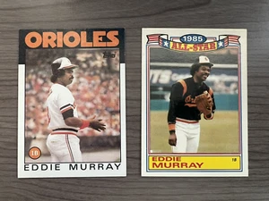 1986 Topps #30 & #2 All-Star Eddie Murray Baltimore Orioles Baseball Card Lot - Picture 1 of 2