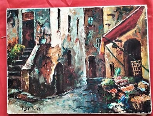 Belle huile 1960 par Pierre Dumont 1920-1987 peintre coté "la ruelle en Provence - Picture 1 of 3