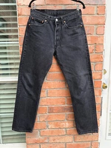 Vintage Levi's Black Denim Button Fly Jeans 501 0660 Actual 30x30 Made in USA - Picture 1 of 8