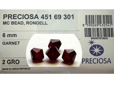 288 Cristales Checos Genuinos Preciosa, Cuentas Bicónicas 6mm Granate, Rojo Profundo Foto 1 de 3