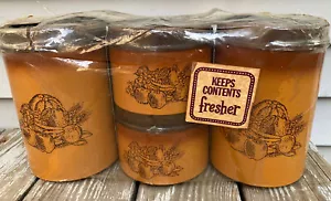 Vintage 1970's Cheinco Woodbury Metal Canister Set Fall Harvest Pattern NOS #689 - Picture 1 of 7