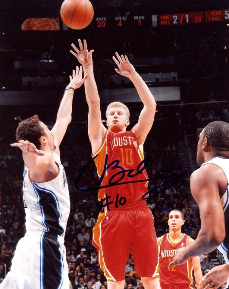 FOTO 8X10 FIRMADA AUTOGRAFIADA DE CHASE BUDINGER HOUSTON ROCKETS CON CERTIFICADO DE AUTENTICIDAD Foto 1 de 1