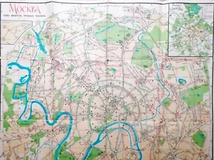 Vintage Original Map Moscow City 1969 Collectible Tourist Plan USSR Russia - Picture 1 of 9
