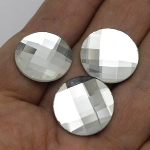 20 Clear Faceted Round Flatback Glass Crystal Rhinestone Gems 20mm No Hole - Picture 1 of 7